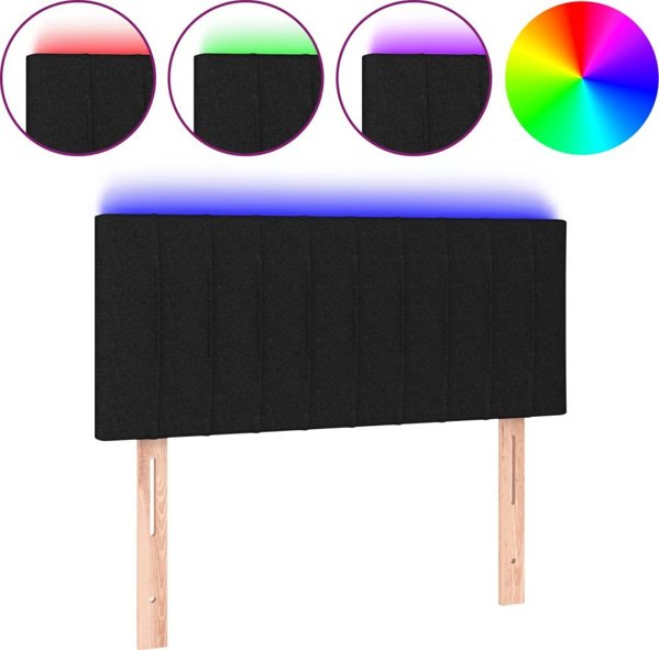 vidaXL Zaglówek do lóżka z LED, czarny, 90x5x78/88 cm, tkanina