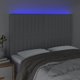 vidaXL Κεφαλάρι κρεβατιού με LED, ανοιχτό γκρι, 144x5x118/128 εκ., ύφασμα