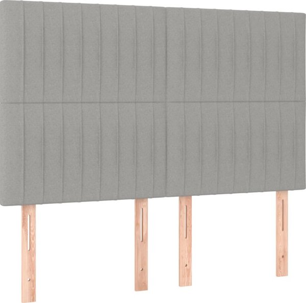 vidaXL Κεφαλάρι κρεβατιού με LED, ανοιχτό γκρι, 144x5x118/128 εκ., ύφασμα