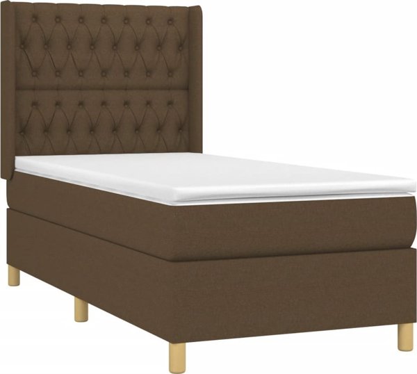 vidaXL Κρεβάτι Continental με στρώμα, καφέ, 90x200 cm, ύφασμα