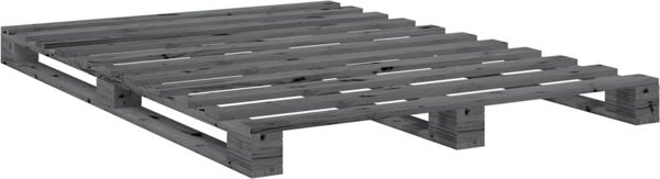 vidaXL Κορμός κρεβατιού με κεφαλάρι, γκρι, 140x200 cm, μασίφ πεύκο