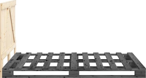 vidaXL Κορμός κρεβατιού με κεφαλάρι, γκρι, 140x200 cm, μασίφ πεύκο