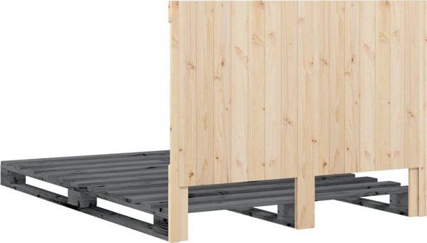vidaXL Κορμός κρεβατιού με κεφαλάρι, γκρι, 140x200 cm, μασίφ πεύκο