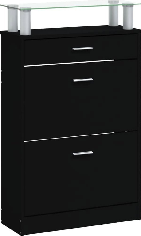 vidaXL Szafka na παπούτσια, μαύρη, 63x24x104 cm, ξυλοπαραγωγικό υλικό