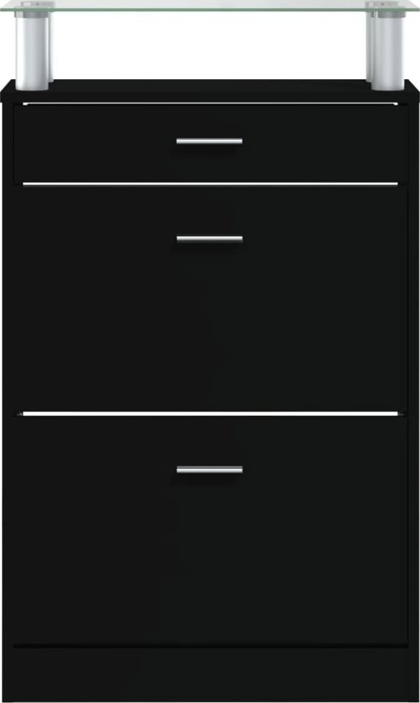 vidaXL Szafka na παπούτσια, μαύρη, 63x24x104 cm, ξυλοπαραγωγικό υλικό