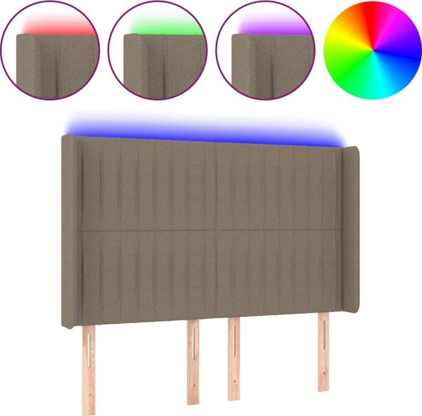vidaXL Κεφαλάρι Κρεβατιού με LED, ταουπ, 147x16x118/128 εκ, ύφασμα
