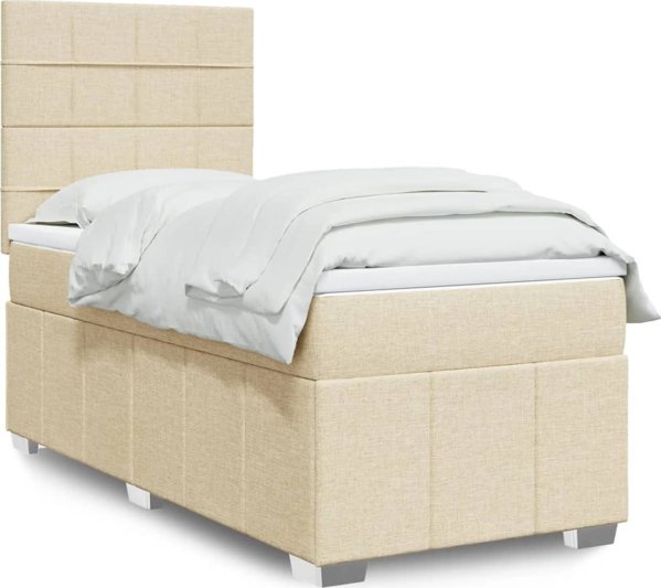 vidaXL Κρεβάτι κοντινεντάλ με στρώμα κρεμ 80x200 cm ύφασμα