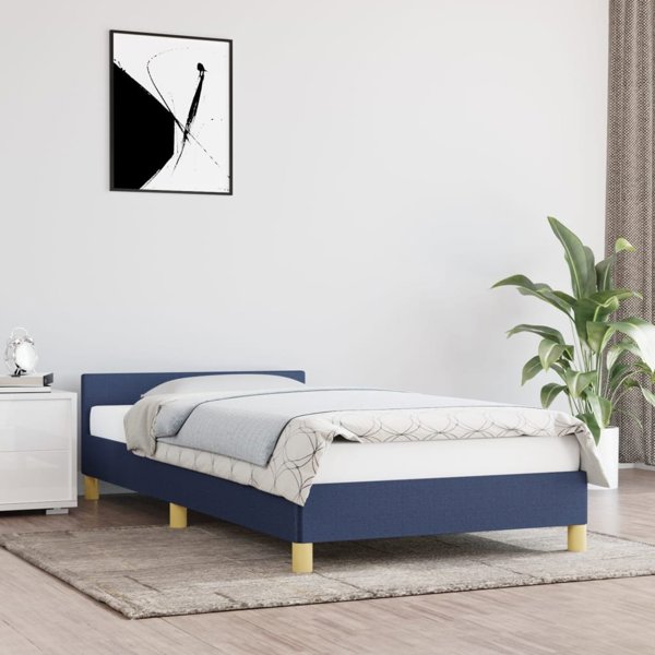 vidaXL Κρεβάτι με κεφαλάρι, μπλε ύφασμα 80x200 εκ