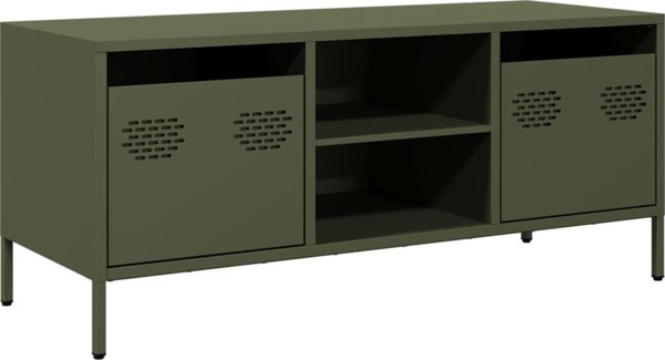 vidaXL vidaXL Szafka RTV, oliwkowa, 101,5x39x43,5 cm, stal walcowana na zimno
