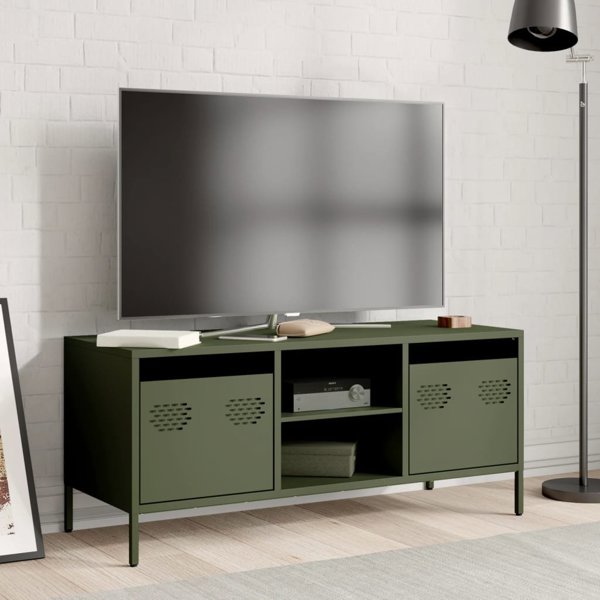 vidaXL vidaXL Szafka RTV, oliwkowa, 101,5x39x43,5 cm, stal walcowana na zimno
