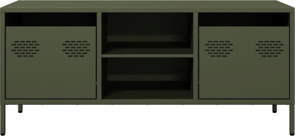 vidaXL vidaXL Szafka RTV, oliwkowa, 101,5x39x43,5 cm, stal walcowana na zimno