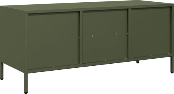 vidaXL vidaXL Szafka RTV, oliwkowa, 101,5x39x43,5 cm, stal walcowana na zimno