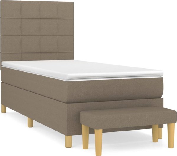 vidaXL Κρεβάτι Κοντινεντάλ με στρώμα, taupe, ύφασμα, 90x190 cm
