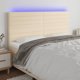 vidaXL Zaglowek do lotka z LED kremowy 200x5x118/128 cm tkanina