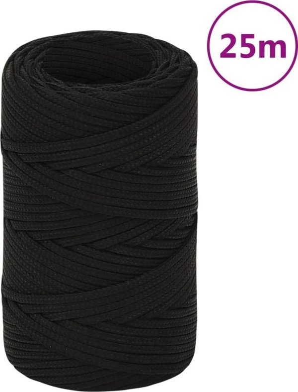 vidaXL vidaXL Linka robocza, czarna, 2 mm, 25 m, poliester