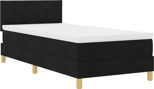 vidaXL Κρεβάτι Box Spring με Στρώμα, Υφασμάτινο, Μαύρο, 90x200 εκ.