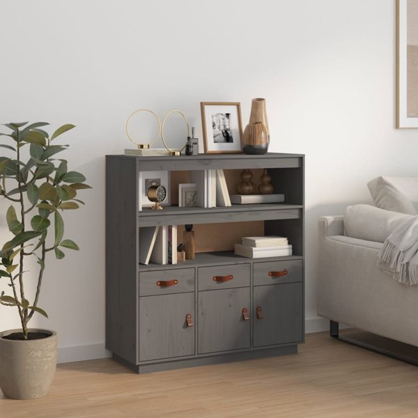 vidaXL Szafka, szara, 100x40x108,5 cm, lite drewno sosnowe