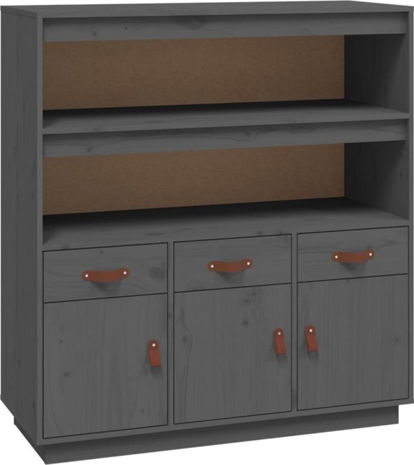 vidaXL Szafka, szara, 100x40x108,5 cm, lite drewno sosnowe
