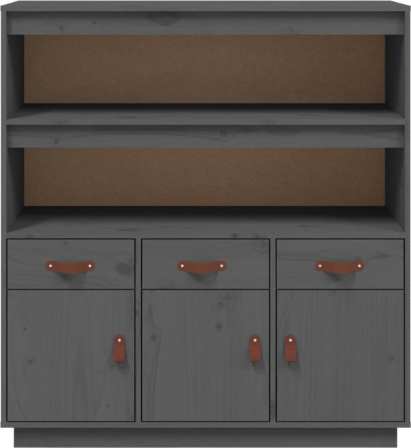 vidaXL Szafka, szara, 100x40x108,5 cm, lite drewno sosnowe