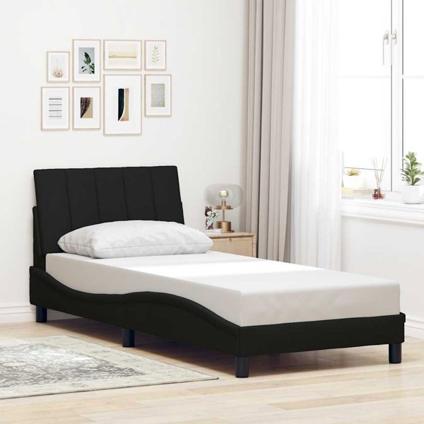 vidaXL Rama lozka bez materaca Czarna 90x200 cm Tkanina
