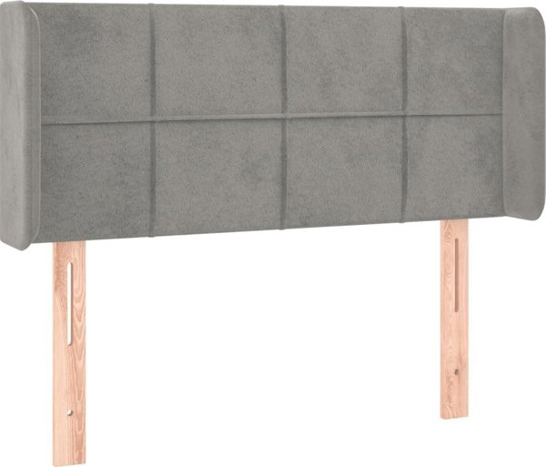 vidaXL Zaglowek do lotka me LED, jasnoszary, 103x16x78/88 cm, aksamit