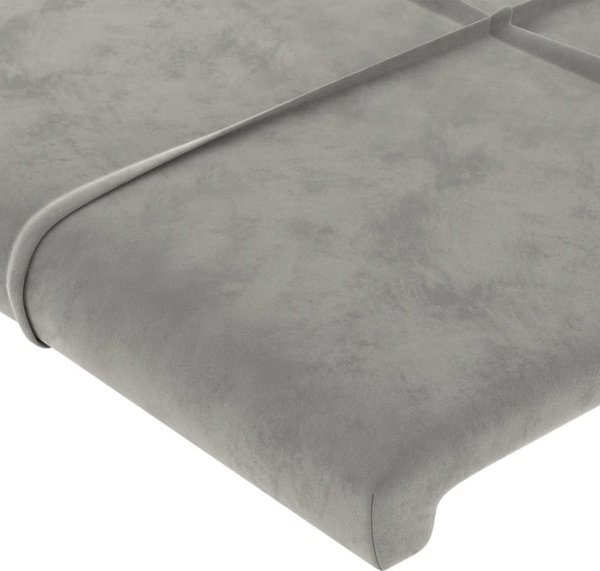 vidaXL Zaglowek do lotka me LED, jasnoszary, 103x16x78/88 cm, aksamit