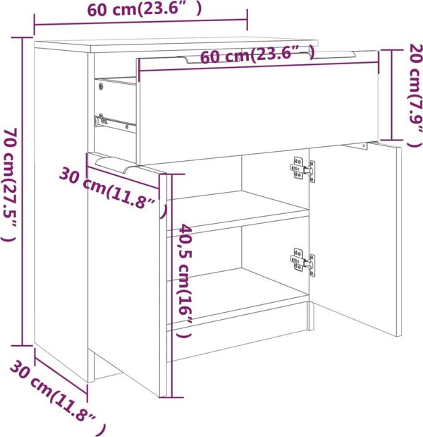 vidaXL Ντουλάπι από ξυλοπολυμερές Sonoma δρυς γκρι, 60x30x70 εκ.