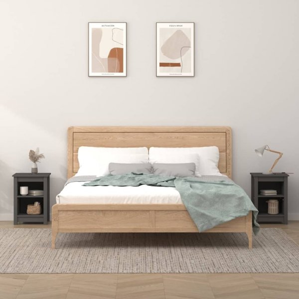 vidaXL vidaXL Szafki nocne, 2 szt., szare, 40x35x55 cm, lite drewno sosnowe