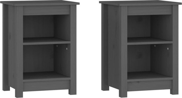 vidaXL vidaXL Szafki nocne, 2 szt., szare, 40x35x55 cm, lite drewno sosnowe