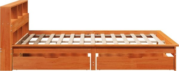 vidaXL Κρεβάτι με ράφι, χωρίς στρώμα, 150x200 εκ, μασίφ ξύλο πεύκου