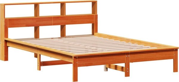 vidaXL Κρεβάτι με ράφι, χωρίς στρώμα, 150x200 εκ, μασίφ ξύλο πεύκου