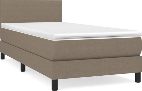 vidaXL Κρεβάτι Continental με Στρώμα, Taupe, Ύφασμα, 100x200 εκ.