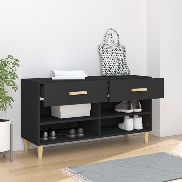vidaXL Ντουλάπι για παπούτσια, μαύρο, 102x35x55 εκ, ξυλοπολυμερές υλικό
