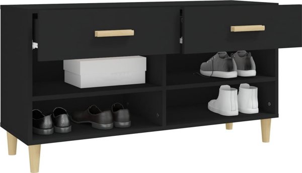 vidaXL Ντουλάπι για παπούτσια, μαύρο, 102x35x55 εκ, ξυλοπολυμερές υλικό