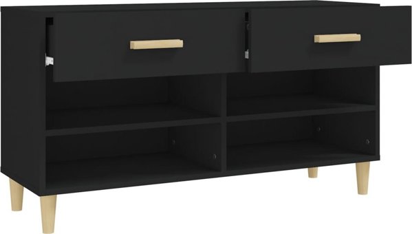 vidaXL Ντουλάπι για παπούτσια, μαύρο, 102x35x55 εκ, ξυλοπολυμερές υλικό
