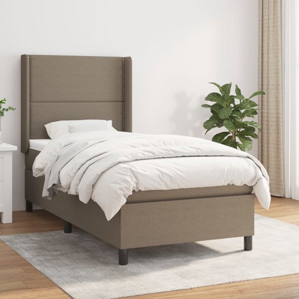 vidaXL Κρεβάτι Continental με στρώμα, taupe, ύφασμα, 90x190 εκ.