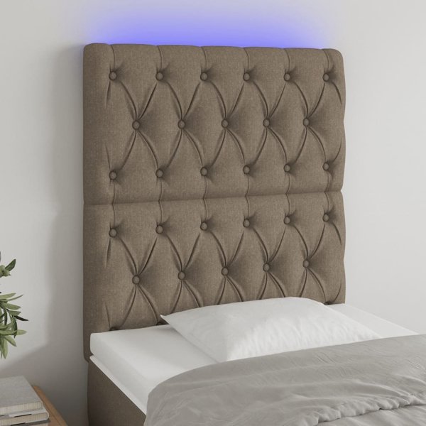 vidaXL Κεφαλάρι κρεβατιού με LED, ταουπέ, 80x7x118/128 εκ., ύφασμα