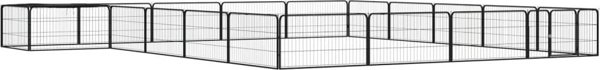 vidaXL vidaXL Kojec dla psa, 20 panele, czarny, 100x50 cm, stal