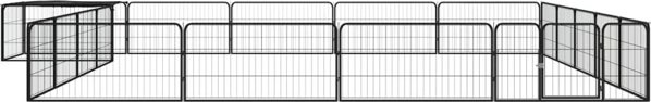 vidaXL vidaXL Kojec dla psa, 20 panele, czarny, 100x50 cm, stal