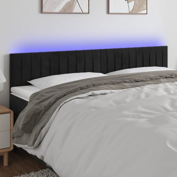 vidaXL Κεφαλάρι Κρεβατιού με LED, Μαύρο, 160x5x78/88 cm, Βελούδινο