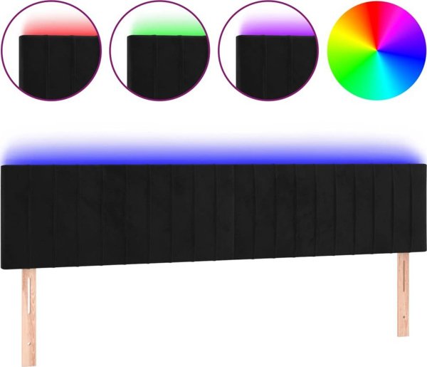 vidaXL Κεφαλάρι Κρεβατιού με LED, Μαύρο, 160x5x78/88 cm, Βελούδινο