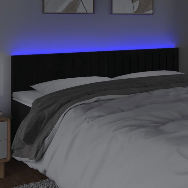 vidaXL Κεφαλάρι Κρεβατιού με LED, Μαύρο, 160x5x78/88 cm, Βελούδινο