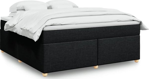 vidaXL Κρεβάτι Continental με Στρώμα, Μαύρο Υφασμάτινο, 180x200 εκ