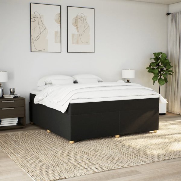 vidaXL Κρεβάτι Continental με Στρώμα, Μαύρο Υφασμάτινο, 180x200 εκ