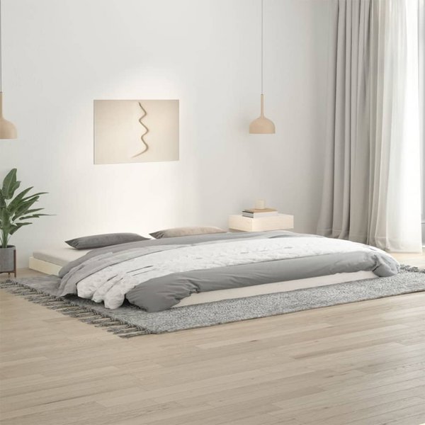 vidaXL Rama κρεβατιού, λευκή, 200x200 εκ., από μασίφ πεύκο