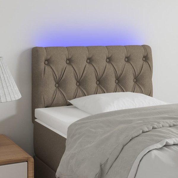 vidaXL Zaglowek do lozka z LED taupe 80x7x78/88 cm tkanina
