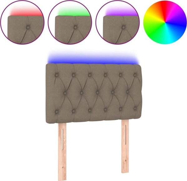 vidaXL Zaglowek do lozka z LED taupe 80x7x78/88 cm tkanina
