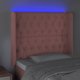 vidaXL Κεφαλάρι για κρεβάτι με LED ροζ 93x16x118/128 εκ βελούδο
