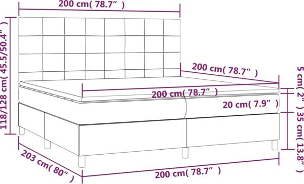 vidaXL Κρεβάτι continental με στρώμα, μπλε βελούδο, 200x200 εκ