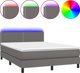 vidaXL Lozko kontynentalne z materacem i oswietleniem LED, szarej ekoskorze 140x200 cm